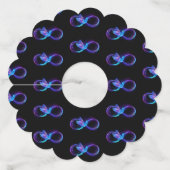 Neon Infinity Symbool met gloeiende Hummingbird Wijnglaslabel (Achterkant)