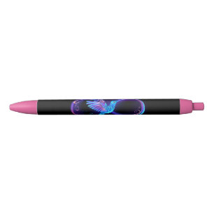 Neon Infinity Symbool met gloeiende Hummingbird Zwarte Inkt Pen