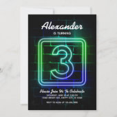 Neon invitation anniversaire Boy 3ème anniversaire (Devant)