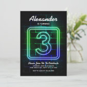Neon invitation anniversaire Boy 3ème anniversaire (Debout devant)