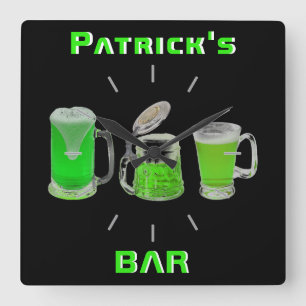 Neon Irish Pub Bar Sign Clock Personated Mancave Vierkante Klok