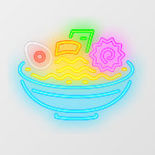 Neon Japanse Ramen Noodles Restaurant Raamsticker (Vel)