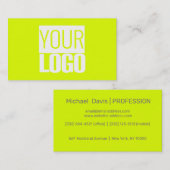 Neon jaune - ajoutez votre logo carte de visite (Devant / Derrière)