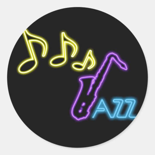 Neon Jazz Bar Teken Ronde Sticker (Voorkant)