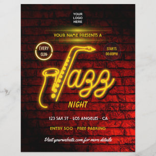 Neon Jazz Music Festival logo en foto toevoegen Flyer