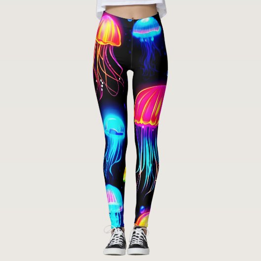 Neon Jellyfish Dreamscape Leggings (Voorkant)