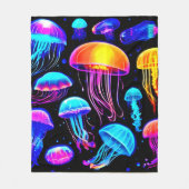 Neon Jellyfish Fleece Deken (Voorkant)