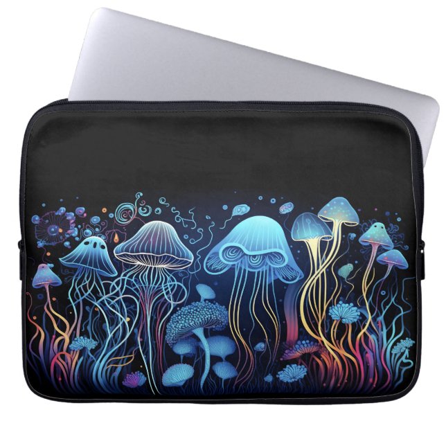 Neon Jellyfish Laptop Sleeve (Voorkant)