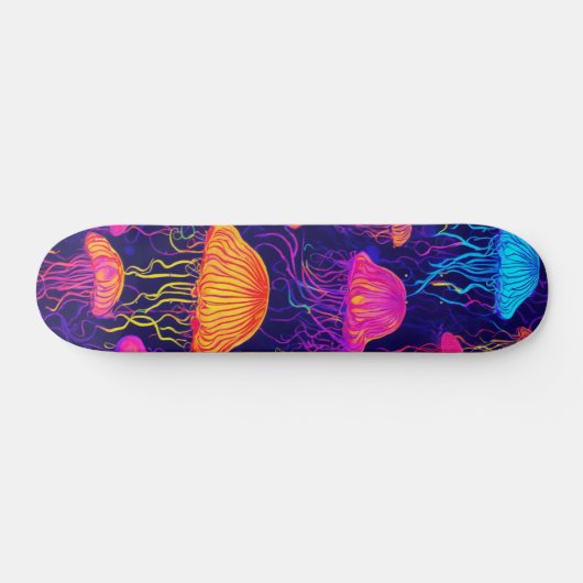 Neon Jellyfish - Skateboard fluorescent futuriste (Horz)