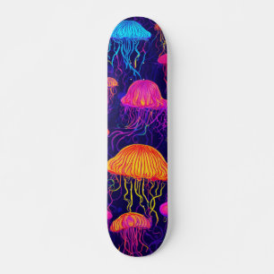 Neon Jellyfish - Skateboard fluorescent futuriste