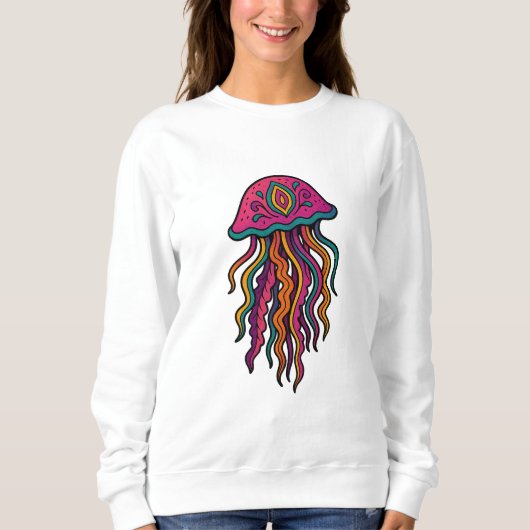 Neon Jellyfish Trippy Women's Sweatshirt (Devant)