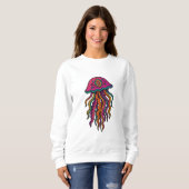 Neon Jellyfish Trippy Women's Sweatshirt (Devant entier)