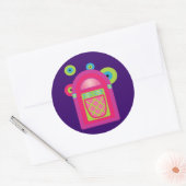 Neon Jukebox Ronde Sticker (Envelop)