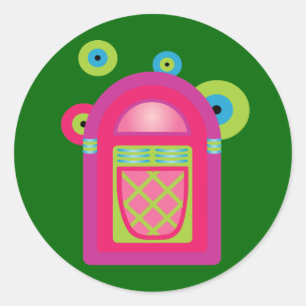 Neon Jukebox Ronde Sticker
