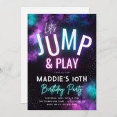 Neon Jump Uitnodiging | Trampoline-partij (Voorkant / Achterkant)