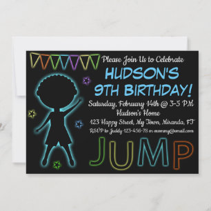 Neon Jump verjaardagsuitnodiging Kaart