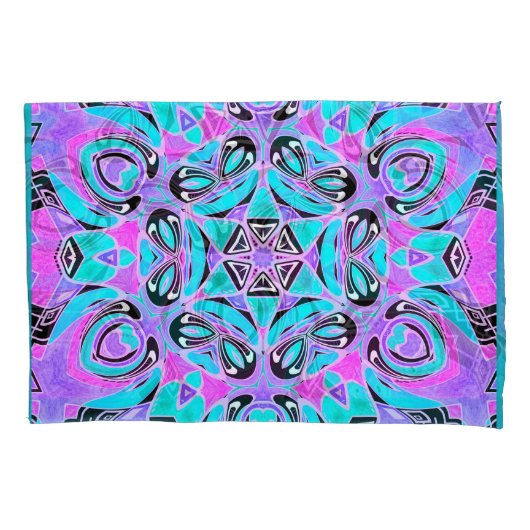 Neon kaleidoscoop , mandala kussensloop (Voorkant)