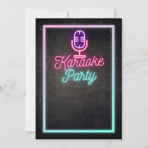 Neon Karaoke chanter Anniversaire Fête Invitation