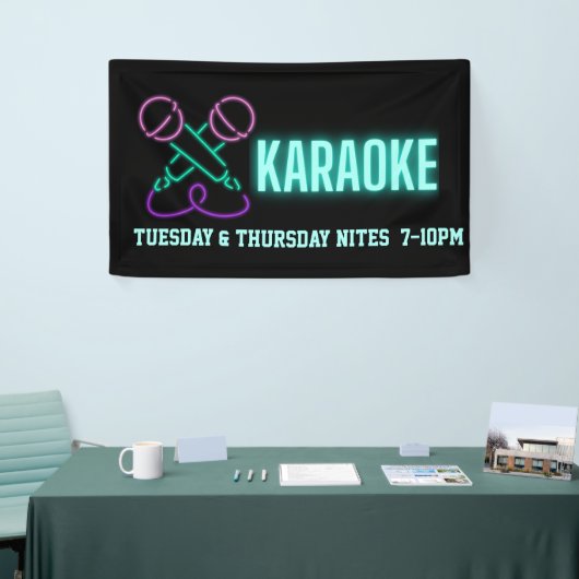 Neon Karaoke Mics en Text Custom Banner (Beurs)