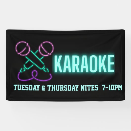 Neon Karaoke Mics en Text Custom Banner (Horizontaal)