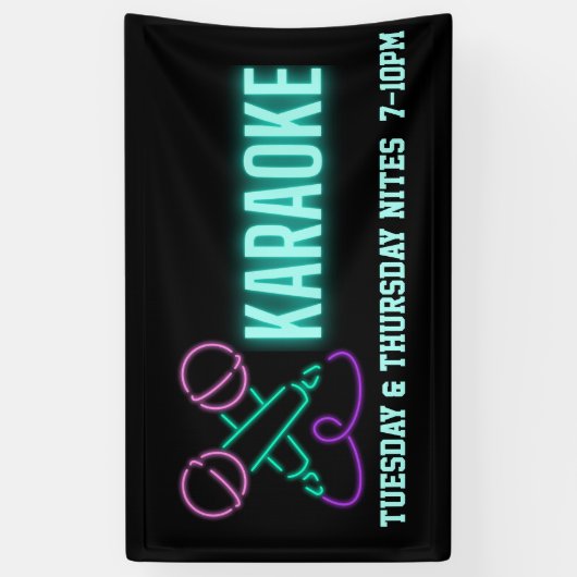 Neon Karaoke Mics en Text Custom Banner (Verticaal)