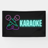 Neon Karaoke Mics en Text Spandoek (Horizontaal)