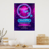 Neon Karaoke Night Medium Size aanpassen Poster (Keuken)