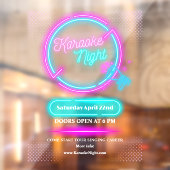 Neon Karaoke Night Medium Size aanpassen Raamsticker (Vel 2)
