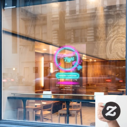 Neon Karaoke Night Medium Size aanpassen Raamsticker (Cafe Raam)