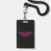 Neon Karaoke Party Badge (Achterkant met lanyard)