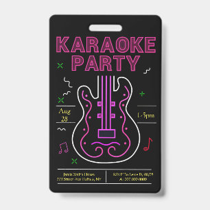 Neon Karaoke Party Badge