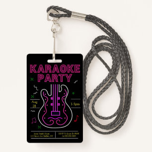 Neon Karaoke Party Badge