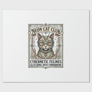 Neon Kat Club Kat Cyberpunk Vintage Vector Kunst S Cadeaupapier