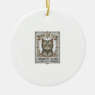 Neon Kat Club Kat Cyberpunk Vintage Vector Kunst S Keramisch Ornament