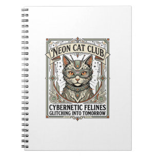 Neon Kat Club Kat Cyberpunk Vintage Vector Kunst S Notitieboek