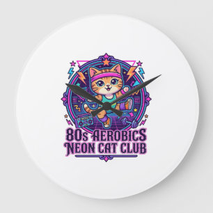 Neon Kat Ontwerp voor Liefhebbers van Grappige Kat Grote Klok