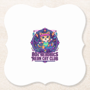 Neon Kat Ontwerp voor Liefhebbers van Grappige Kat Kartonnen Onderzetters