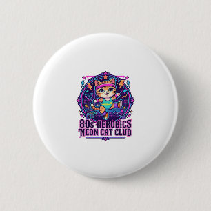 Neon Kat Ontwerp voor Liefhebbers van Grappige Kat Ronde Button 5,7 Cm