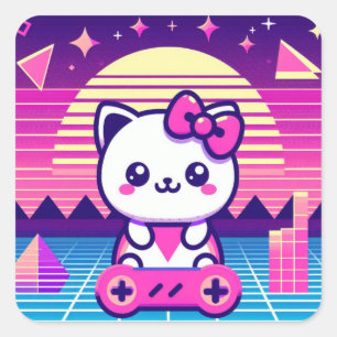 Neon Kat Vierkante Sticker