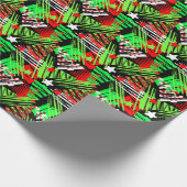 Neon kerstboom patroon inpakpapier (Hoek)