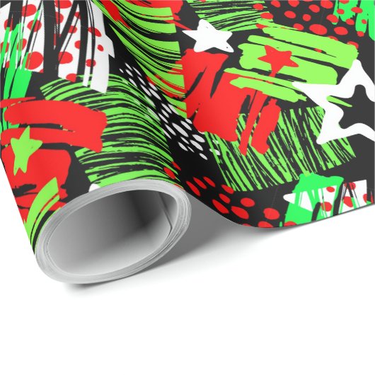 Neon kerstboom patroon inpakpapier (Rol Hoek)