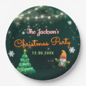 Neon kerstfeest papieren bordje (Voorkant)