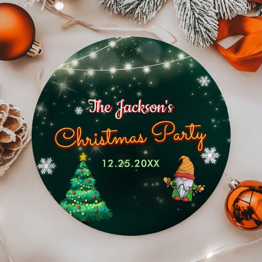 Neon kerstfeest papieren bordje
