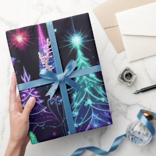 Neon Kerstmis Cadeaupapier