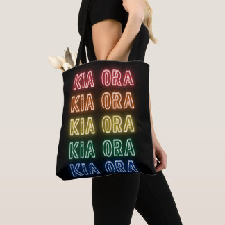 Neon Kia Ora Regenboog Pride Nieuw-Zeeland Draagtas