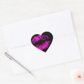 Neon Kiss op Zwarte Hart Hart Sticker (Envelop)