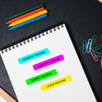 NEON KLEUR BLAUW GROEN FUCHSIA GEEL KINDER NAAM LABELS