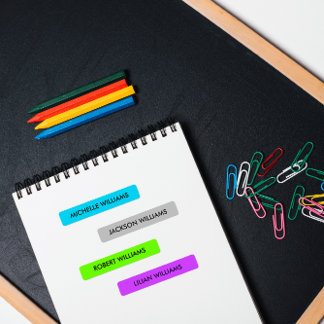 NEON KLEUR BLAUW ZILVERGROEN PAARSE KINDER NAAM LABELS