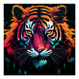 Neon Kleur Tijger Thema Perfect Poster