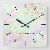 Neon Kleuren Edelsteen Opal Textuur Vierkante Klok (Voorkant)